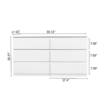 6 Drawer Double Dresser for Bedroom Living Room Hallway