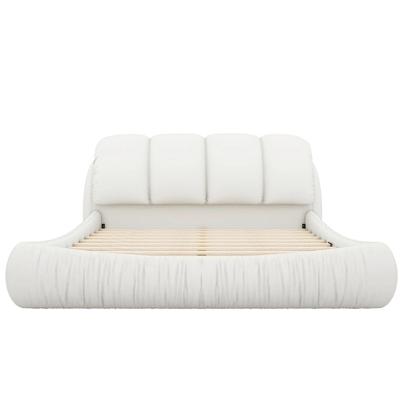 King Size Upholstered Bed w/ Thick Headboard Oversized Padded Backrest