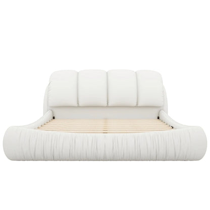 King Size Upholstered Bed w/ Thick Headboard Oversized Padded Backrest