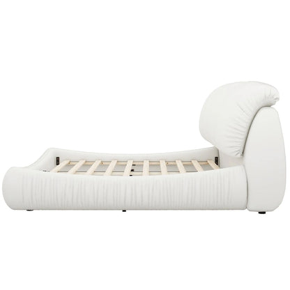 King Size Upholstered Bed w/ Thick Headboard Oversized Padded Backrest