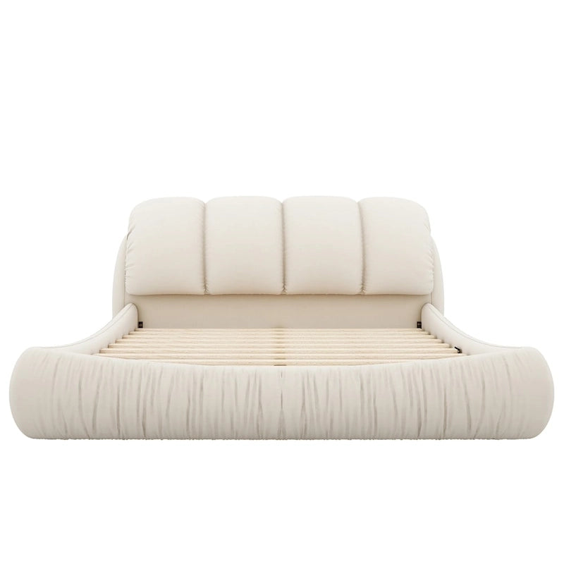 King Size Upholstered Bed w/ Thick Headboard Oversized Padded Backrest