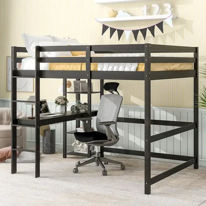 Full Loft Bed with Desk ,Shelves and Ladder