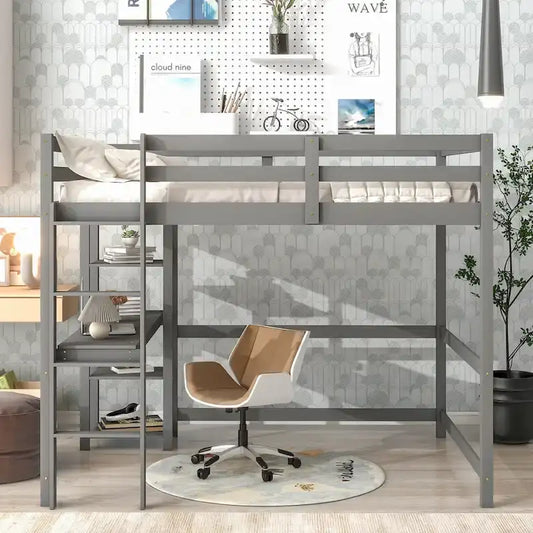 Full Loft Bed with Desk ,Shelves and Ladder