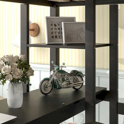 Full Loft Bed with Desk ,Shelves and Ladder