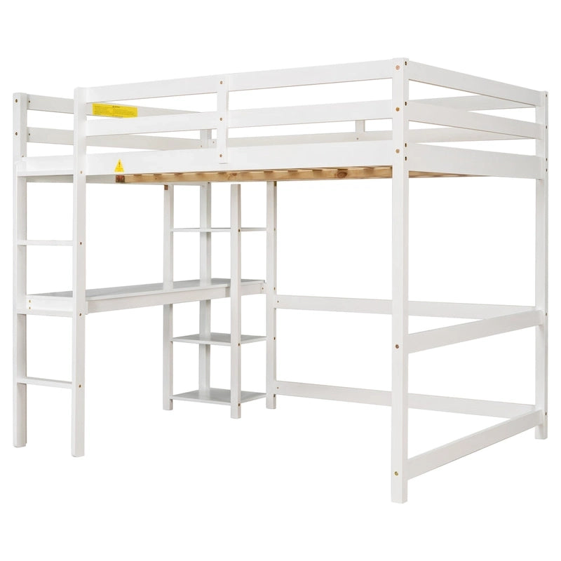 Full Loft Bed with Desk ,Shelves and Ladder