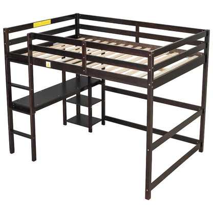 Full Loft Bed with Desk ,Shelves and Ladder