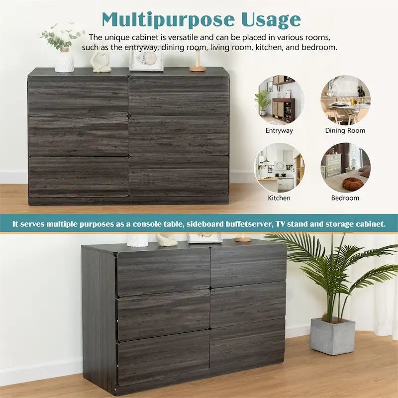 Wood Drawer Dresser Cabinet with Six Drawers