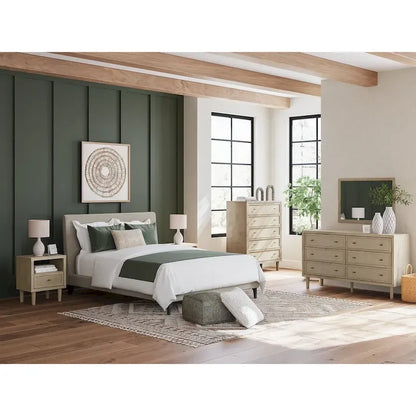 Signature Design by Ashley Cielden Soft Gray Queen Upholstered Bed with Roll Slats