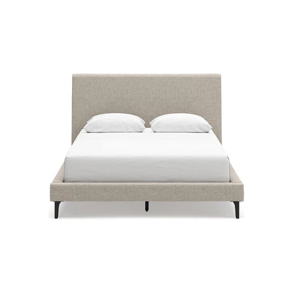 Signature Design by Ashley Cielden Soft Gray Queen Upholstered Bed with Roll Slats