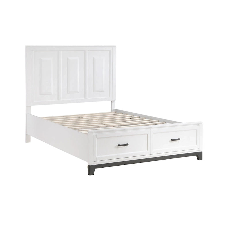 Thiem Queen Size Platform Bed with 2 Storage Drawers, White Wood Finish