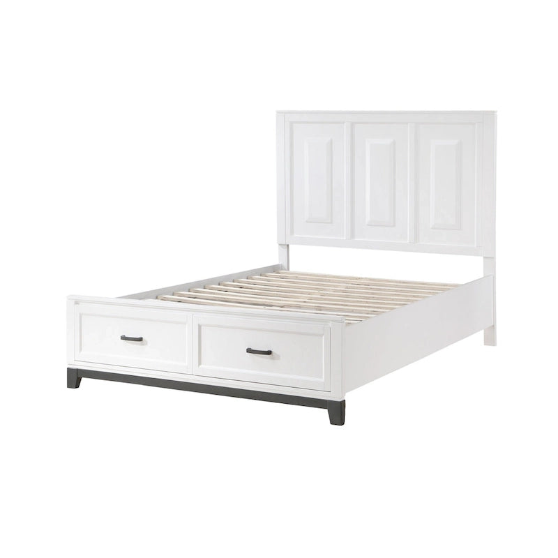 Thiem Queen Size Platform Bed with 2 Storage Drawers, White Wood Finish