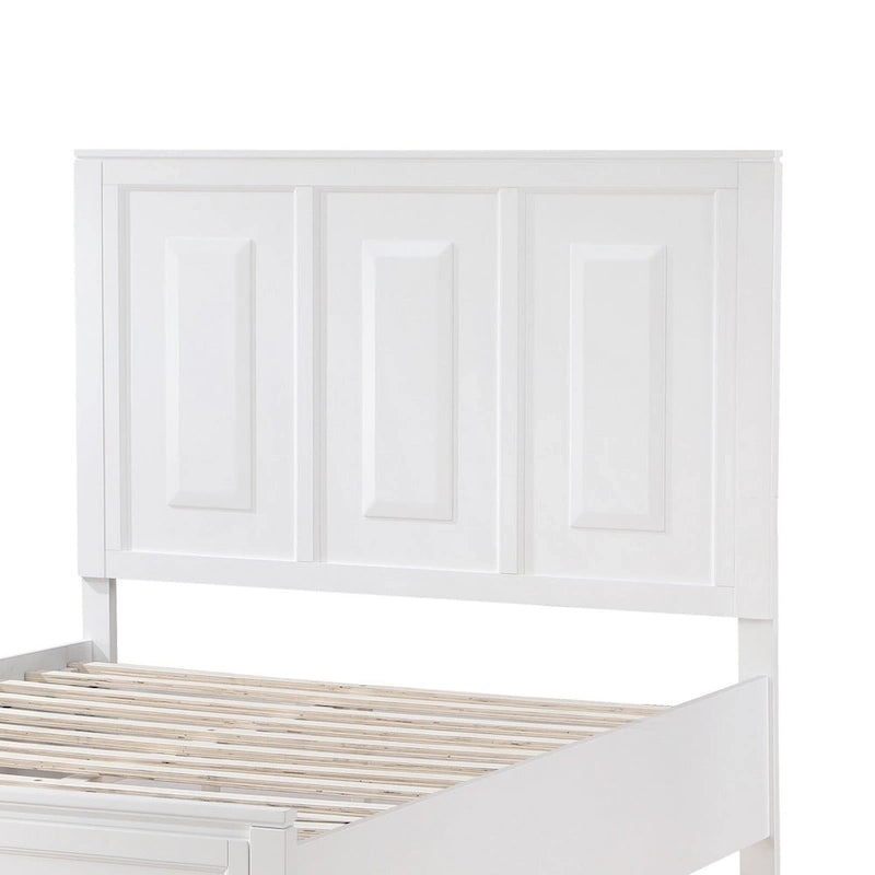 Thiem Queen Size Platform Bed with 2 Storage Drawers, White Wood Finish