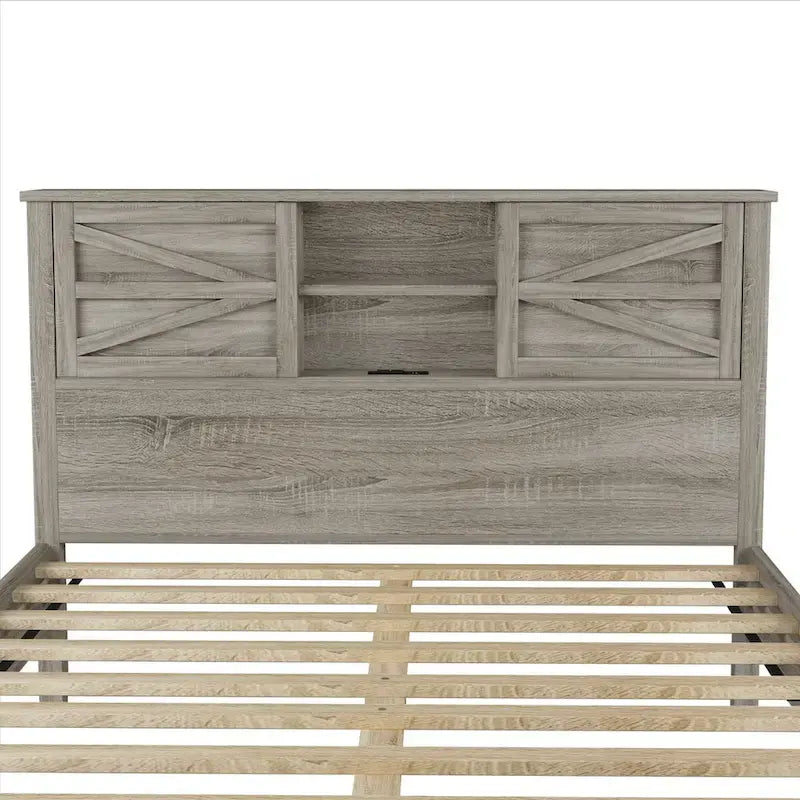 3-Pieces Bedroom Sets Farmhouse Platform Bed with Nightstand and Dresser