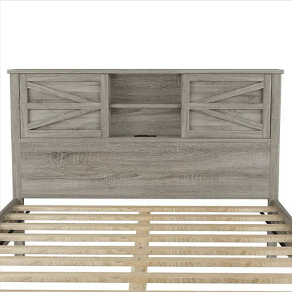 3-Pieces Bedroom Sets Farmhouse Platform Bed with Nightstand and Dresser