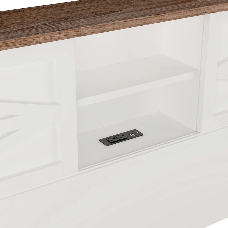 3-Pieces Bedroom Sets Farmhouse Platform Bed with Nightstand and Dresser