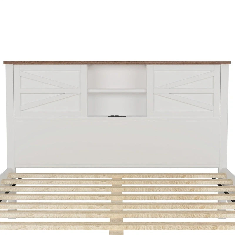 3-Pieces Bedroom Sets Farmhouse Platform Bed with Nightstand and Dresser