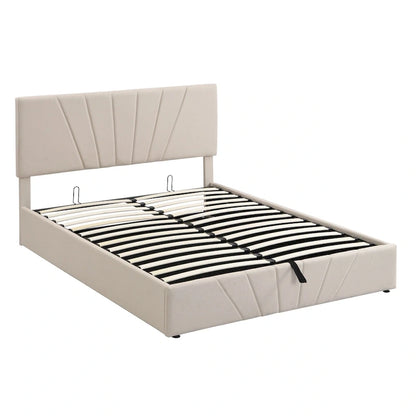 Upholstered Platform bed with a Hydraulic Storage System