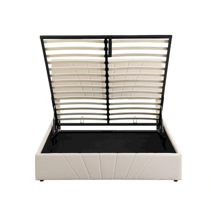 Upholstered Platform bed with a Hydraulic Storage System