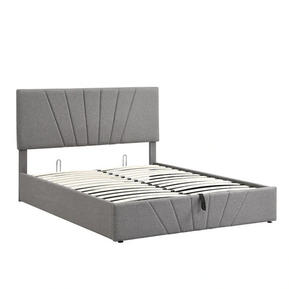 Upholstered Platform bed with a Hydraulic Storage System