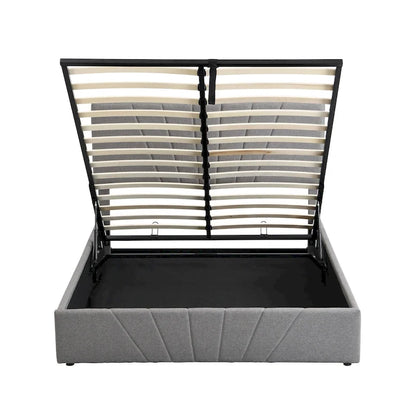 Upholstered Platform bed with a Hydraulic Storage System