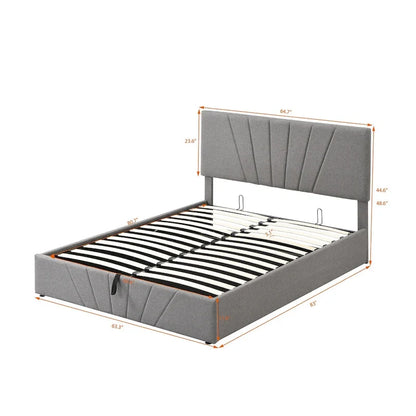 Upholstered Platform bed with a Hydraulic Storage System