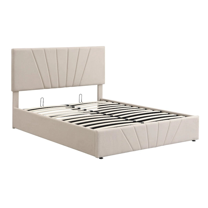 Upholstered Platform bed with a Hydraulic Storage System