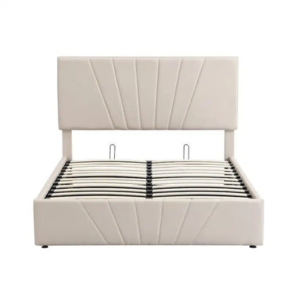 Upholstered Platform bed with a Hydraulic Storage System