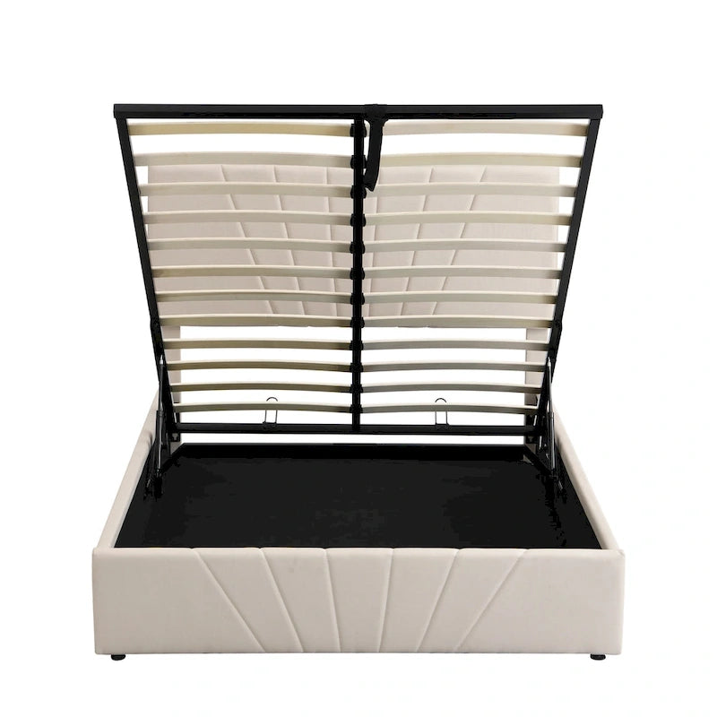 Upholstered Platform bed with a Hydraulic Storage System