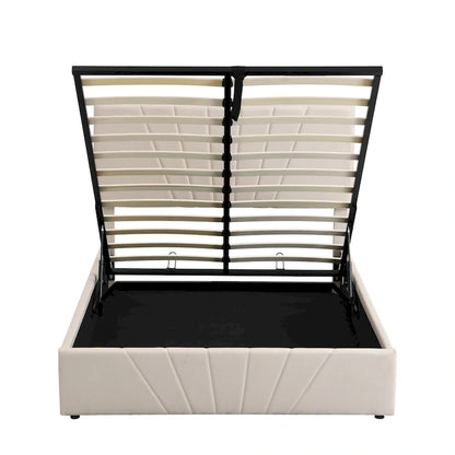 Upholstered Platform bed with a Hydraulic Storage System