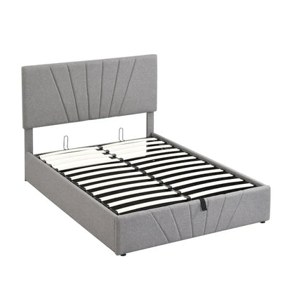 Upholstered Platform bed with a Hydraulic Storage System