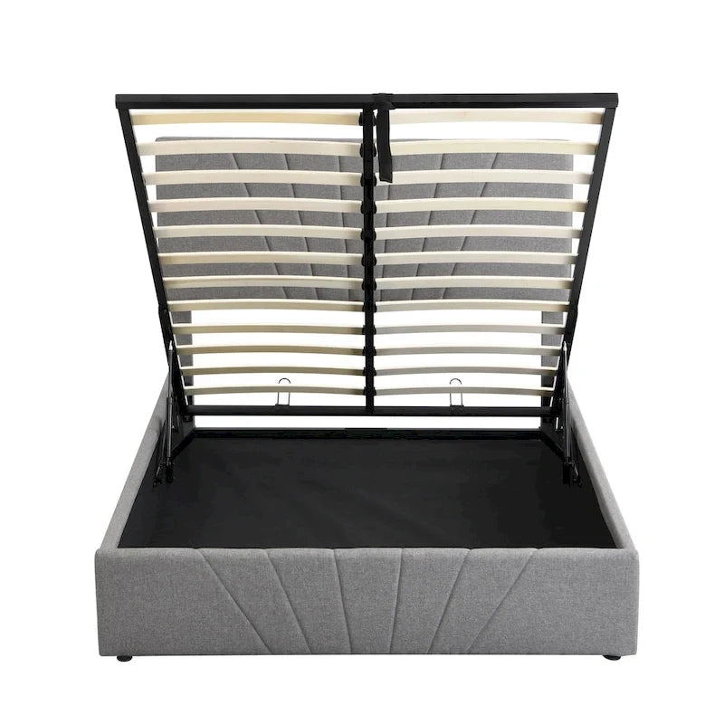 Upholstered Platform bed with a Hydraulic Storage System