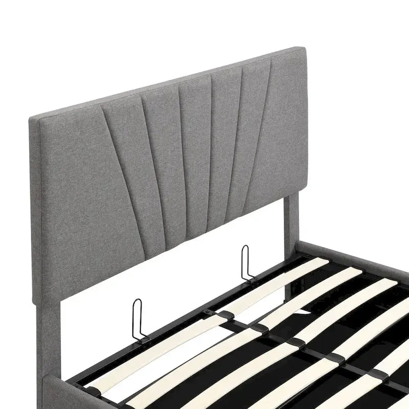 Upholstered Platform bed with a Hydraulic Storage System