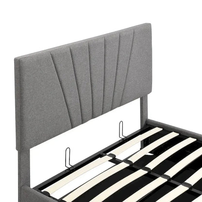 Upholstered Platform bed with a Hydraulic Storage System