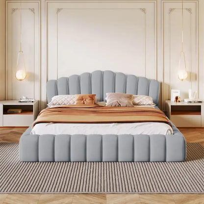 Velvet Upholstered Queen Floor Bed by Harper&Bright Designs