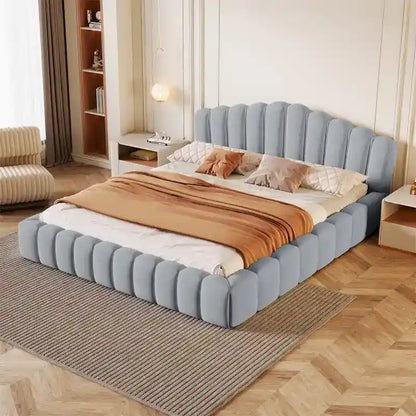 Velvet Upholstered Queen Floor Bed by Harper&Bright Designs
