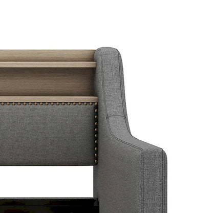 Modern Stylish Twin Size Upholstered Storage Daybed with Nailhead Trim