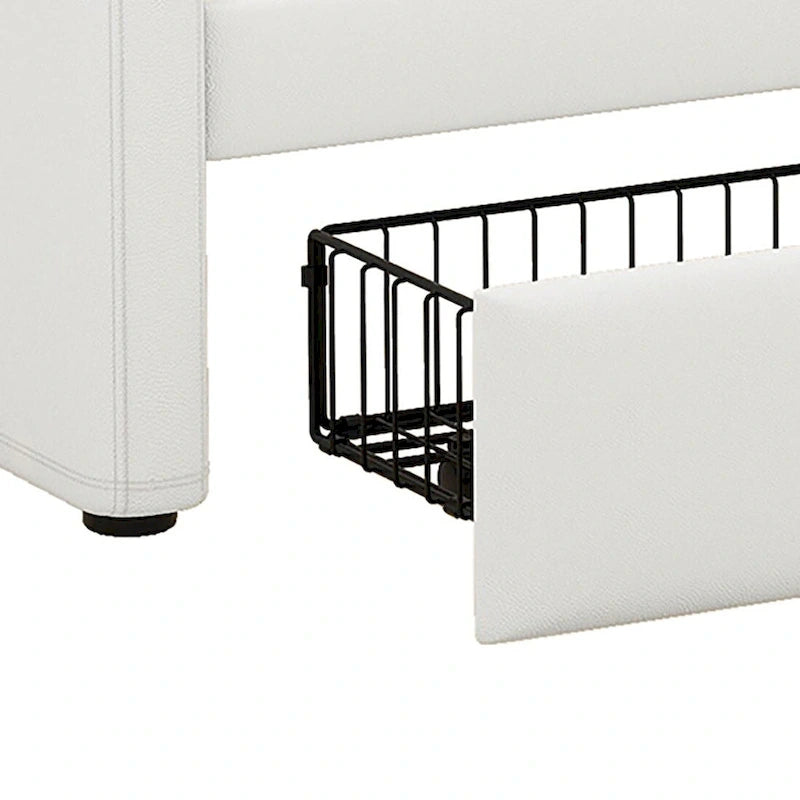 Modern Stylish Twin Size Upholstered Storage Daybed with Nailhead Trim