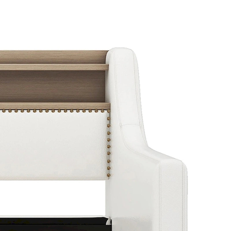 Modern Stylish Twin Size Upholstered Storage Daybed with Nailhead Trim