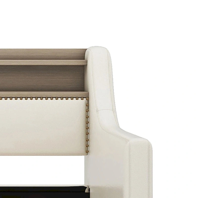 Modern Stylish Twin Size Upholstered Storage Daybed with Nailhead Trim