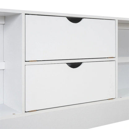 Queen Size Platform Bed with Storage Headboard and 8 Drawers