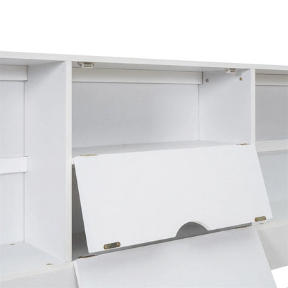 Queen Size Platform Bed with Storage Headboard and 8 Drawers