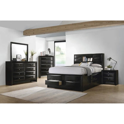 Isabel Black 5-piece Storage Bedroom Set with 2 Nightstands