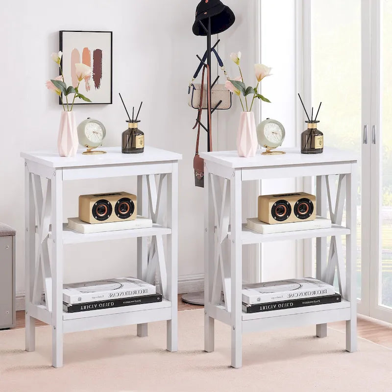 Javlergo Set of 2 Nightstand Bedside Table, Modern Small Side End Table with Open Storage Shelves