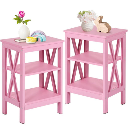 Javlergo Set of 2 Nightstand Bedside Table, Modern Small Side End Table with Open Storage Shelves