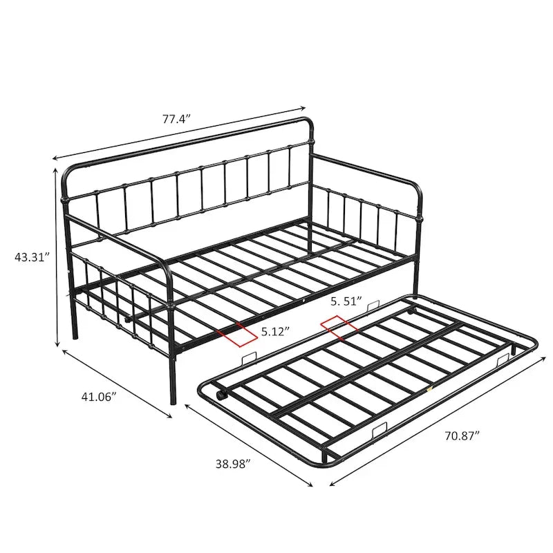 Metal Frame Daybed with trundle