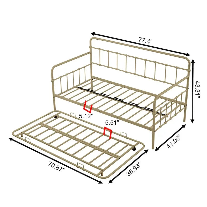 Metal Frame Daybed with trundle