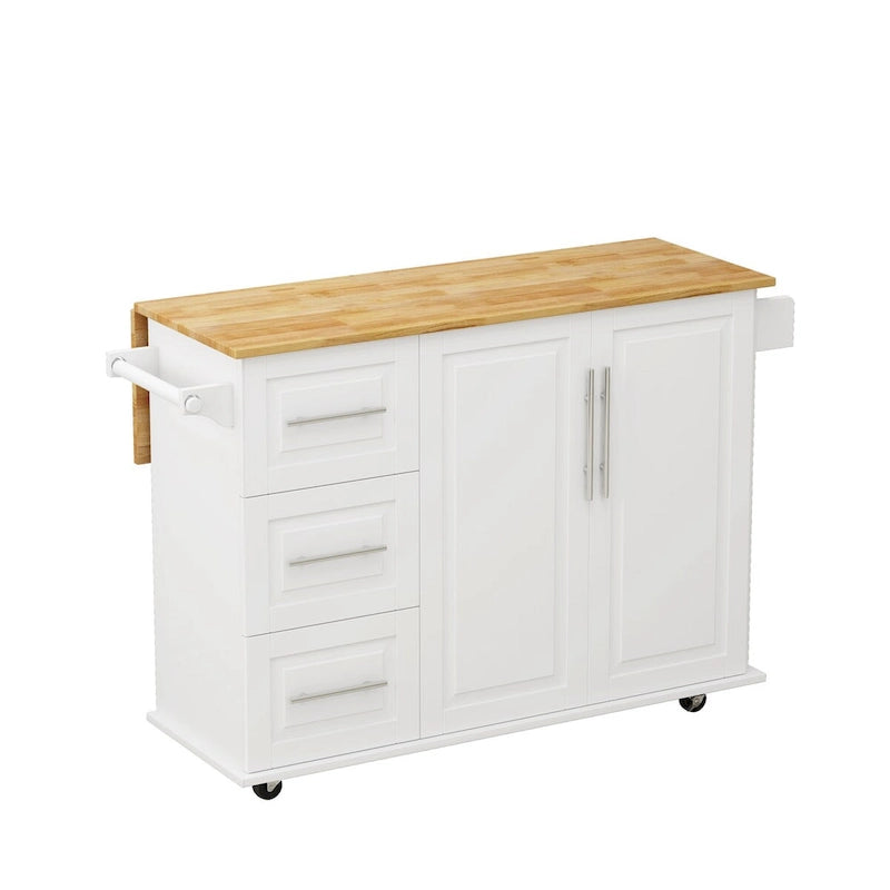 Kitchen Island Cart with 2 Door Cabinet and 3 Drawers