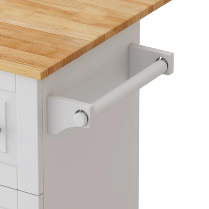 Kitchen Island Cart with 2 Door Cabinet and 3 Drawers