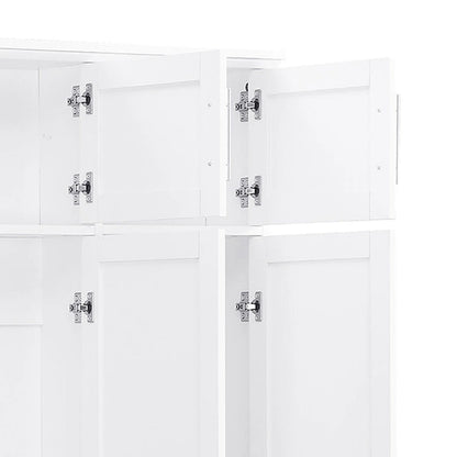 Stylish Wooden Tall Hall Tree with 8 Cabinets and 4 Open Storage Compartments