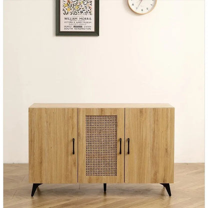 45.3W Three-Door Cabinet with Natural Rattan - N/A